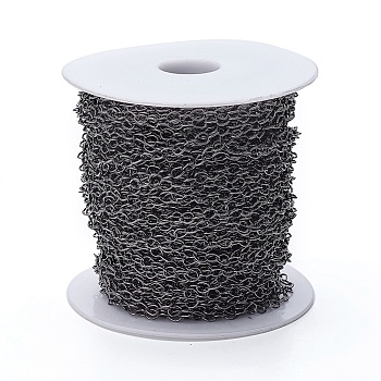 Iron Cable Chains, Unwelded, with Spool, Oval, Lead Free & Nickel Free, Gunmetal, 5x4x1mm, about 164.04 Feet(50m)/roll