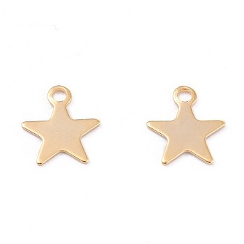 201 Stainless Steel Charms, Laser Cut, Star, Real 18K Gold Plated, 11x10x0.6mm, Hole: 1.6mm