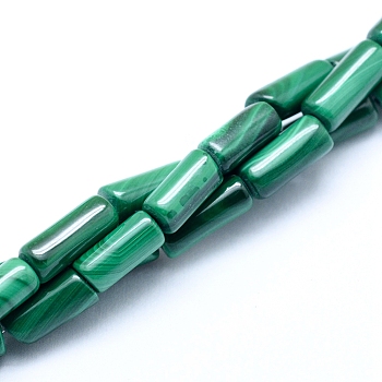 Natural Malachite Beads Strands, Column, 9~10x4mm, Hole: 0.8mm, about 41pcs/strand, 16 inch(40cm)