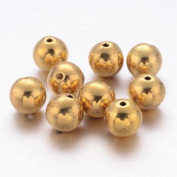Tibetan Style Alloy Beads, Round, Lead Free and Nickel Free and Cadmium Free, Antique Golden, 8mm, Hole: 1mm