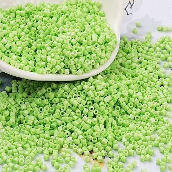 Baking Paint Glass Seed Beads, Cylinder, Green Yellow, 2x1.5mm, Hole: 1mm, about 50398pcs/pound