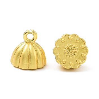 Rack Plating Brass Charms, Long-Lasting Plated, Lead Free & Cadmium Free, Lotus Pod, Matte Gold Color, 9x8.5mm, Hole: 1.5mm
