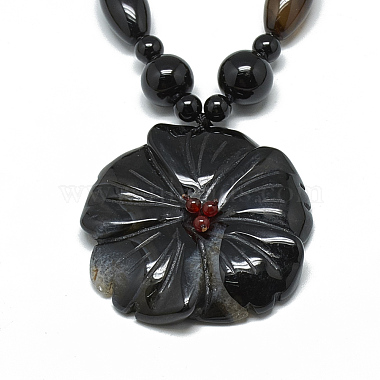 Окрашенные натуральные черные агатовые подвесные ожерелья(NJEW-T006-06)-2