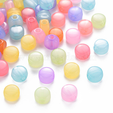 Mixed Color Flat Round Acrylic Beads