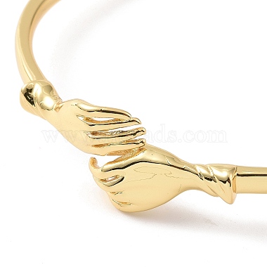 Латунный двойной браслет-манжета для объятий для женщин(BJEW-G661-01G)-4