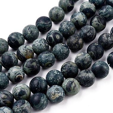 Frosted Natural Kambaba Jasper Beads Strands(G-M272-14-10mm)-3