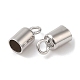Rhodium Plated 925 Sterling Silver Cord Ends(STER-P055-02B-P)-2