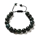 12.5mm Round Natural Moss Agate Braided Bead Bracelets for Women Men(BJEW-C060-01B)-1