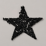 Star Hotfix Rhinestone, Self-adhesion Cloth Patches, Repair Sewing Craft Decoration, Black, 77x78x2mm, Hole: 13.5mm(DIY-WH20007-820D-02)