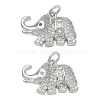 Brass Micro Pave Black Cubic Zirconia Pendants, Elephant Charms, Platinum, 13x18x5mm, Hole: 3mm(CU-CBAB0CF-18P)