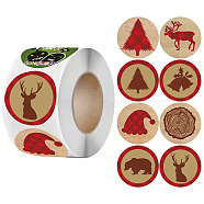 500Pcs Christmas Theme Round Stickers, Self-Adhesive Stickers, for DIY Decorations, Mixed Color, 55x28mm(AJEW-S090-04H)