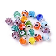 Handmade Lampwork Beads, Evil Eye, Mixed Color, 6mm, Hole: 2mm(X-DT251J)
