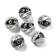 Halloween Series Wood European Beads, Round, Black, 15x16x16mm, Hole: 4.5mm(WOOD-U002-01B)