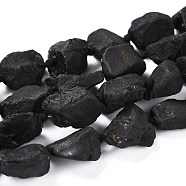 Rough Raw Natural Black Spinel Beads Strands, Nuggets, 12~16x9.5~11x6~8.5mm, Hole: 0.8mm, about 28~30pcs/strand, 16.34''(41.5cm)(G-G010-10)