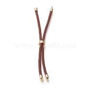 Nylon Twisted Cord Bracelet Making, Slider Bracelet Making, with Eco-Friendly Brass Findings, Round, Golden, Saddle Brown, 8.66~9.06 inch(22~23cm), Hole: 2.8mm, Single Chain Length: about 4.33~4.53 inch(11~11.5cm)(MAK-M025-138)