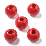 Schima Wood Beads, Round, Large Hole Beads, Red, 28x26mm, Hole: 8.5mm(WOOD-G023-20A)