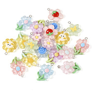 20Pcs 10 Styles Translucent Resin & Acrylic Pendants, Flower Charms with Platinum Plated Iron Loops, Mixed Color, 23.5~30x19~21.5x5~7.5mm, Hole: 1.5mm, 2pcs/style
(RESI-TA0002-50)