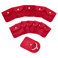12Pcs Velvet Jewelry Storage Pouches, Square Jewelry Bags with Golden Tone Snap Fastener, for Earring, Rings Storage, Dark Red, 8x8x0.75cm(ABAG-NB0001-92B)