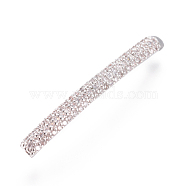 Brass Micro Pave Cubic Zirconia Beads, Tube, Clear, Platinum, 38x4x3mm, Hole: 1.5mm(ZIRC-F105-02P)