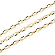 3.28 Feet Handmade Golden Brass Enamel Link Chains, Cable Chains, Soldered, Long-Lasting Plated, Oval, Black, 7x4x1mm(X-CHC-M021-66B-06)