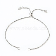 Adjustable 304 Stainless Steel Box Chain Slider Bracelet/Bolo Bracelets Making, with Brass Cubic Zirconia Charms, Stainless Steel Color, Single Chain Length: about 5-1/4 inch(13.3cm)(AJEW-JB00781-01)