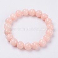 Natural Yellow Jade Beaded Stretch Bracelet, Dyed, Round, PeachPuff, 2 inch(5cm), Beads: 8mm(BJEW-P209-06-8mm)