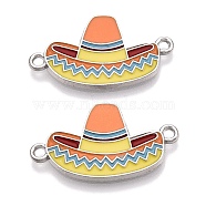 Rack Plating Alloy Enamel Colorful Sombrero Connector Charms, Cinco de Mayo Hat Links, Platinum, 14.5x26x1.5mm, Hole: 1.6mm(ENAM-N056-351P)