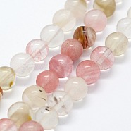 Tigerskin Glass Beads Strands, Round, 10mm, Hole: 1mm, about 37pcs/strand,  14.76 inch(37.5cm)(G-I199-16-10mm)