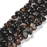 Natural Black Agate Beads Strands, Dyed & Heated, Tumbled Stone, Nuggets, 7.5~14x8~12x9~11mm, Hole: 1mm, about 44pcs/strand, 14.76 inch(37.5cm)(G-L595-B02-01)