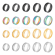 20Pcs 20 Styles 201 Stainless Steel Grooved Finger Ring Settings, Ring Core Blank, for Inlay Ring Jewelry Making, Mixed Color, Size 8~13, Inner Diameter: 18~22.2mm, 1Pc/style(STAS-UN0042-77)