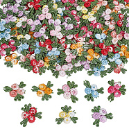 PandaHall Elite 160Pcs 8 Colors Flower Pattern Water Soluble Computerized Embroidery Appliques, Costume Ornament Accessories, Mixed Color, 18x20x2mm, 20pcs/color(DIY-PH0013-98)