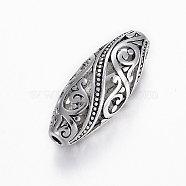 Tibetan Style Alloy Beads, Hollow, Oval, Antique Silver, 25.5x10.5mm, Hole: 2mm(X-TIBE-YC29812)