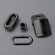 Stainless Steel Peaked Cap Adjuster Kits, Baseball Cap Buckle with Eyelet, Gunmetal, 21x21.5x6.5mm, Hole: 5mm(FIND-WH0152-67B)