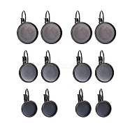 12pcs 3 Size304 Stainless Steel Leverback Earring Findings, Flat Round, Electrophoresis Black, 17~20x10~14mm, Pin: 0.7mm, Tray: 8~12mm, 12pcs/box(STAS-ZZ0001-04EB)
