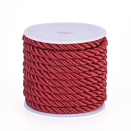Polyester Cord, Twisted Cord, Brown, 5mm, about 4.37 yards(4m)/roll(OCOR-L041-5mm-12)