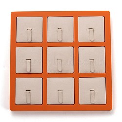 Resin Artificial Marble Finger Rings Display Tray, with 9 Grids PU Leather Holder, Jewelry Storage Box, Rectangle, Antique White, 15.5x15.5x1.5cm, Square: 42x42mm(AJEW-I048-02)