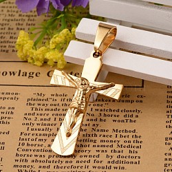 Ion Plating(IP) 304 Stainless Steel Crucifix Cross Pendants, For Easter, Golden, 29~30x45~48x4.5mm, Hole: 7x10mm(STAS-I035-13B)