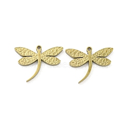 Ion Plating(IP) 316L Surgical Stainless Steel Pendants, Nickel Free, Laser Cut, Dragonfly Charm, Real 18K Gold Plated, 11.5x15x1.5mm, Hole: 0.9mm(STAS-K280-05G)