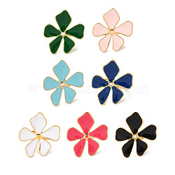 Golden Ion Plating(IP) 304 Stainless Steel Enamel Flower Adjustable Rings for Women, Mixed Color, Flower: 35x32mm, Inner Diameter: 18mm(RJEW-K276-01G)