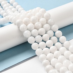 Natural Malaysia Jade Beads Strands, Dyed & Heated, Round, White, 6mm, Hole: 0.8mm, about 59~62pcs/strand, 15 inch(G-A146-6mm-B01)