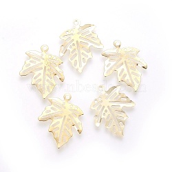 Autumn Theme Iron Filigree Pendants, Maple Leaf, Golden, 22x18x0.5mm, Hole: 1.5mm(X-IFIN-F158-41G)