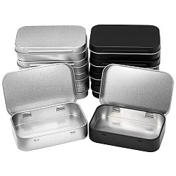 10Pcs 2 Colors Tinplate Box, Storage Containers for Jewelry Beads, with Lid, Rectangle, Gunmetal & Platinum, 9.5x6x2.2cm, 5pcs/color(CON-SZ0001-14)