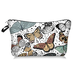 Butterfly Print Polyester Wallets with Zipper, Change Purse, Clutch Bag for Women, Rectangle, Colorful, 13.5x22cm(WG50525-01)