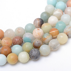 Round Natural Flower Amazonite Bead Strands, 6mm, Hole: 1mm, about 58~60pcs/strand, 15 inch(X-G-R345-6mm-17)