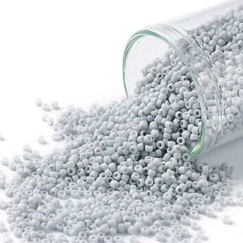 TOHO Round Seed Beads, Japanese Seed Beads, (53F) Opaque Frost Gray, 15/0, 1.5mm, Hole: 0.7mm, about 3000pcs/10g
