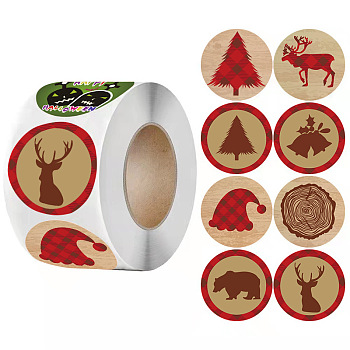 500Pcs Christmas Theme Round Stickers, Self-Adhesive Stickers, for DIY Decorations, Mixed Color, 55x28mm