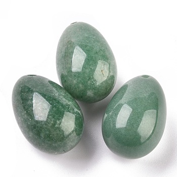 Natural Green Aventurine Pendants, Easter Egg Stone, 39.5x25x25mm, Hole: 2mm