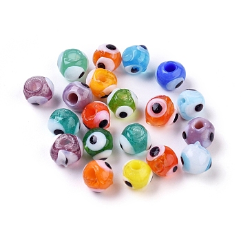 Handmade Lampwork Beads, Evil Eye, Mixed Color, 6mm, Hole: 2mm