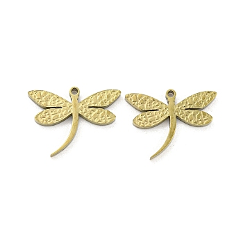 Ion Plating(IP) 316L Surgical Stainless Steel Pendants, Laser Cut, Dragonfly Charm, Real 18K Gold Plated, 11.5x15x1.5mm, Hole: 0.9mm