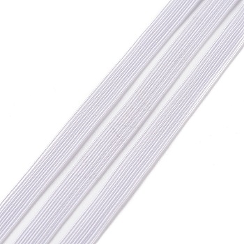 (Defective Closeout Sale: Yellowing) Flat Elastic Band, Braided Stretch Strap Cord Roll for Sewing Crafting and Mask Making, White, 8x0.9mm, about 10.93 yards(10m)/strand